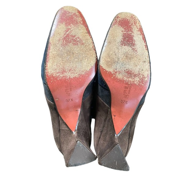 Vintage Multicolor suede Philippe Model Triangle Heeled Oxfords Size 37.5 - Picture 3 of 7